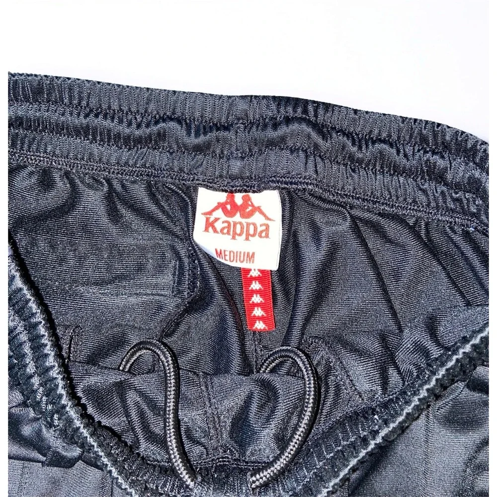 Kappa Mens M Black Logo Tape Track Pants Joggers Activewear